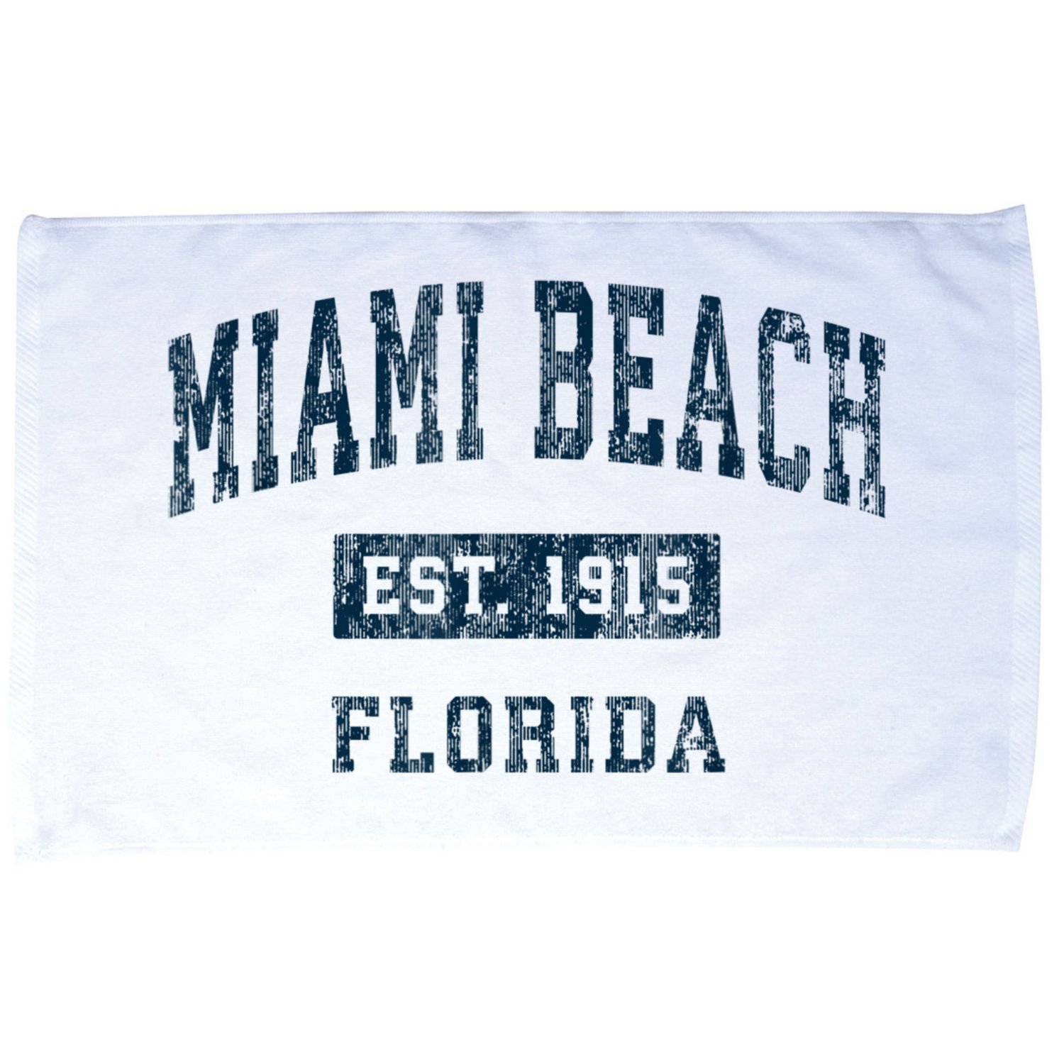 Miami Beach Florida FL Vintage Sports Design Navy Print Microfiber Hand Towel