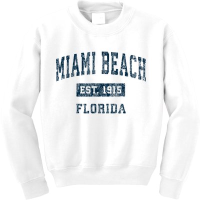 Miami Beach Florida FL Vintage Sports Design Navy Print Kids Sweatshirt