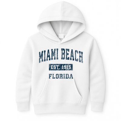 Miami Beach Florida FL Vintage Sports Design Navy Print Kids Hoodie