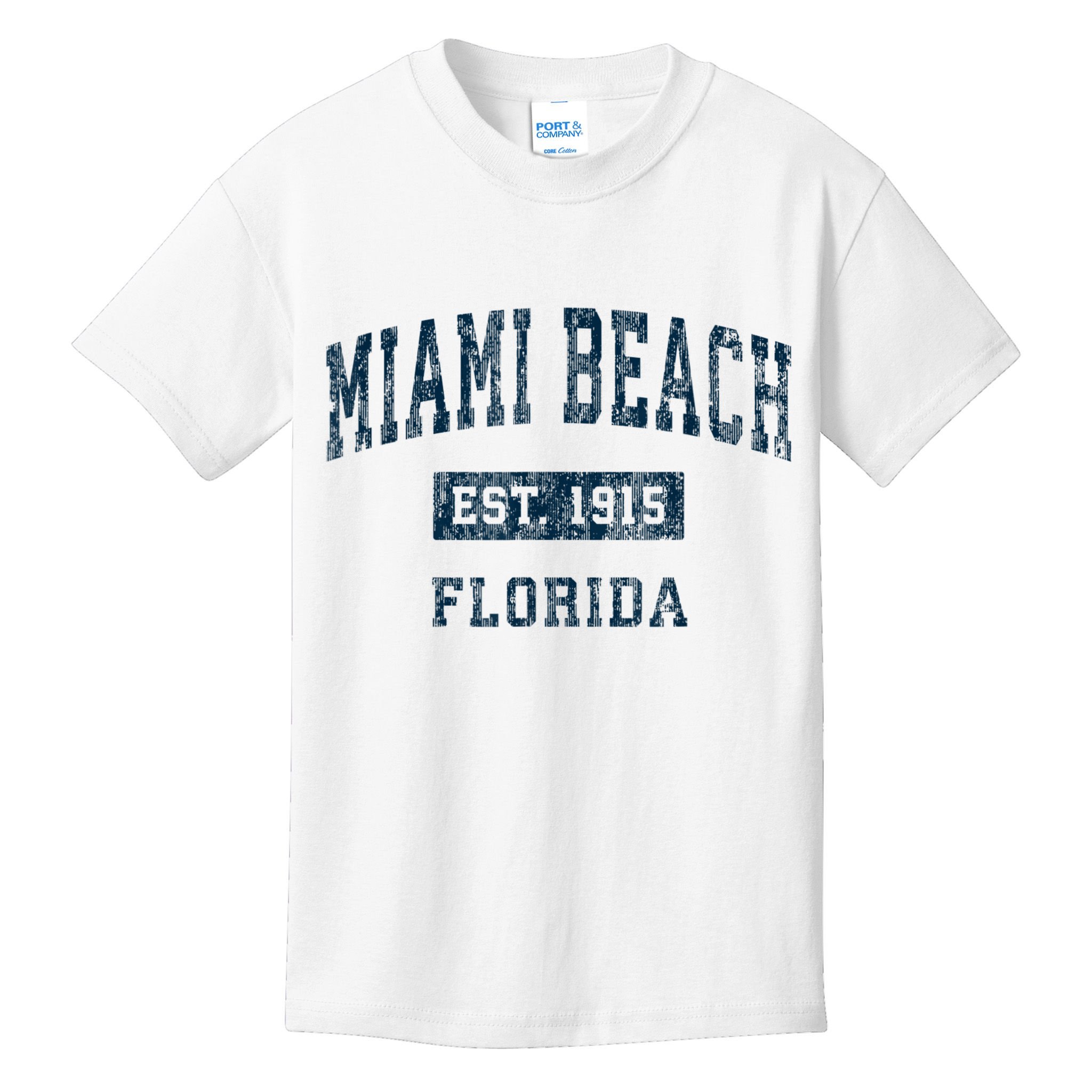 Miami Beach Florida FL Vintage Sports Design Navy Print Kids T-Shirt