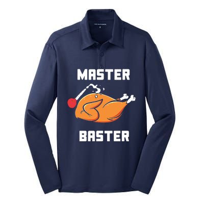 Master Baster Funny Turkey Baster Thanksgiving Silk Touch Performance Long Sleeve Polo