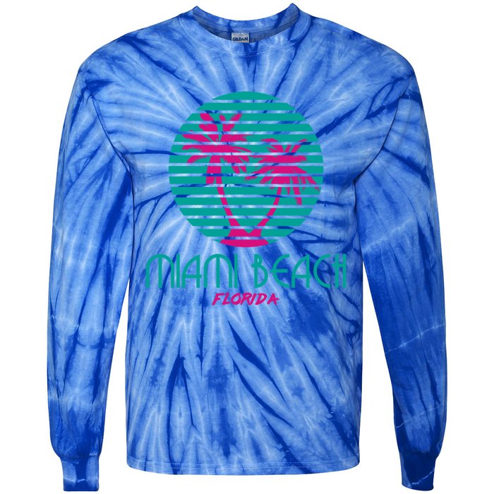 Miami Beach Florida Great Gift Fl Retro Tie-Dye Long Sleeve Shirt