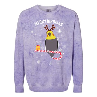 Merry Birbmas Funny Cockatiel Christmas Bird Holiday Colorblast Crewneck Sweatshirt