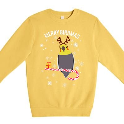 Merry Birbmas Funny Cockatiel Christmas Bird Holiday Premium Crewneck Sweatshirt