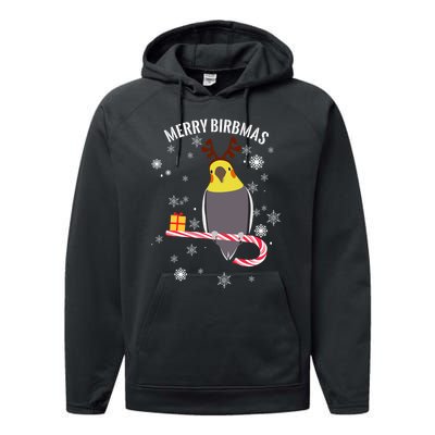 Merry Birbmas Funny Cockatiel Christmas Bird Holiday Performance Fleece Hoodie