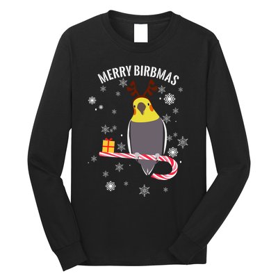 Merry Birbmas Funny Cockatiel Christmas Bird Holiday Long Sleeve Shirt