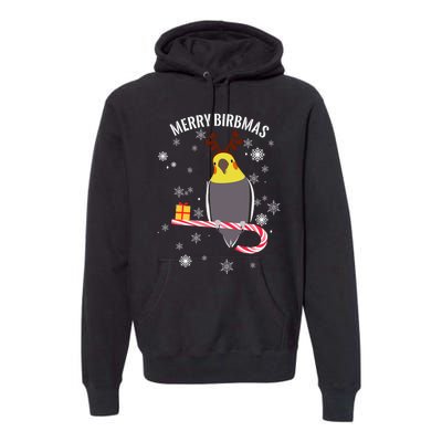 Merry Birbmas Funny Cockatiel Christmas Bird Holiday Premium Hoodie