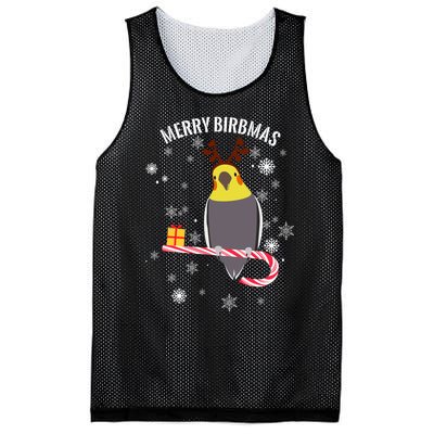 Merry Birbmas Funny Cockatiel Christmas Bird Holiday Mesh Reversible Basketball Jersey Tank