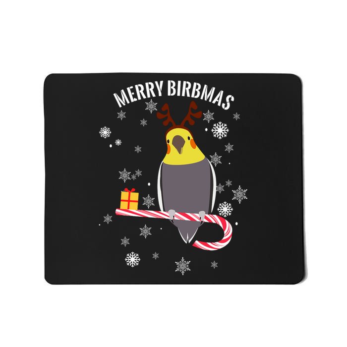 Merry Birbmas Funny Cockatiel Christmas Bird Holiday Mousepad