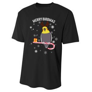 Merry Birbmas Funny Cockatiel Christmas Bird Holiday Performance Sprint T-Shirt