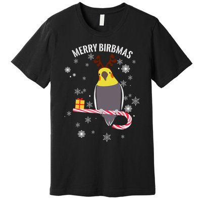 Merry Birbmas Funny Cockatiel Christmas Bird Holiday Premium T-Shirt