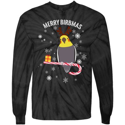 Merry Birbmas Funny Cockatiel Christmas Bird Holiday Tie-Dye Long Sleeve Shirt