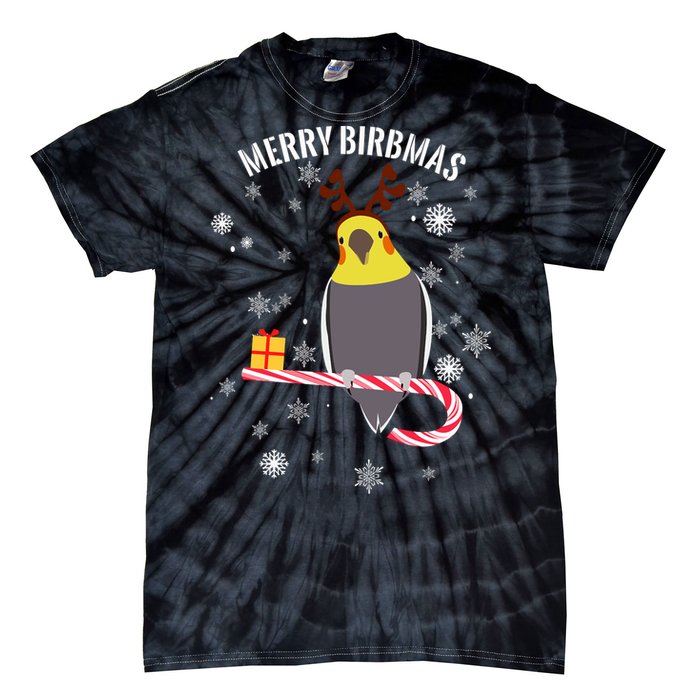 Merry Birbmas Funny Cockatiel Christmas Bird Holiday Tie-Dye T-Shirt