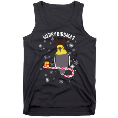 Merry Birbmas Funny Cockatiel Christmas Bird Holiday Tank Top