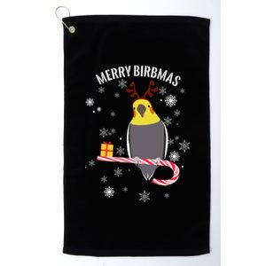 Merry Birbmas Funny Cockatiel Christmas Bird Holiday Platinum Collection Golf Towel