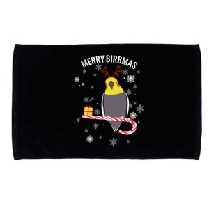 Merry Birbmas Funny Cockatiel Christmas Bird Holiday Microfiber Hand Towel