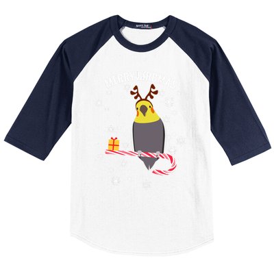 Merry Birbmas Funny Cockatiel Christmas Bird Holiday Baseball Sleeve Shirt