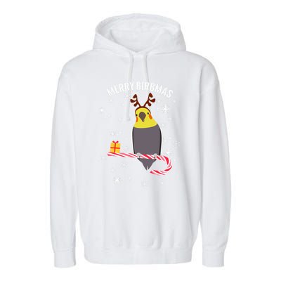 Merry Birbmas Funny Cockatiel Christmas Bird Holiday Garment-Dyed Fleece Hoodie