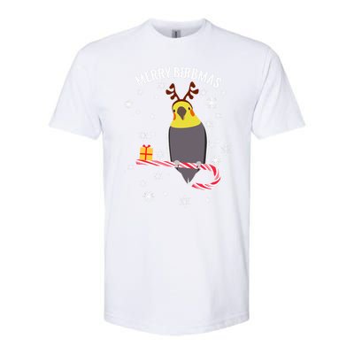 Merry Birbmas Funny Cockatiel Christmas Bird Holiday Softstyle CVC T-Shirt