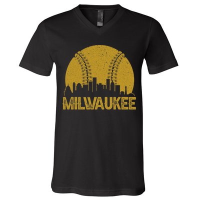 Milwaukee Baseball Fan V-Neck T-Shirt
