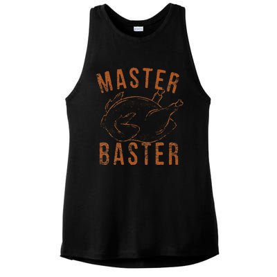 Master Baster Funny Turkey Print Happy Thanksgiving Day Ladies PosiCharge Tri-Blend Wicking Tank