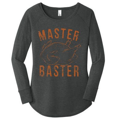 Master Baster Funny Turkey Print Happy Thanksgiving Day Women's Perfect Tri Tunic Long Sleeve Shirt