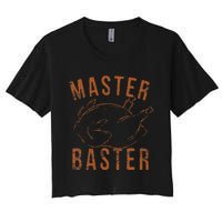 Master Baster Funny Turkey Print Happy Thanksgiving Day Women's Crop Top Tee