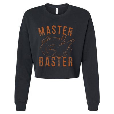 Master Baster Funny Turkey Print Happy Thanksgiving Day Cropped Pullover Crew