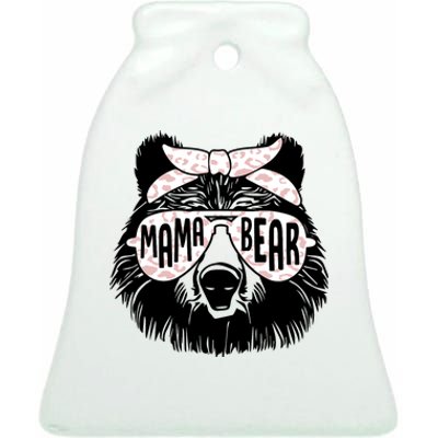 Mama Bear Face Sunglasses Mother Mom Mommy Mothers Day Ceramic Bell Ornament