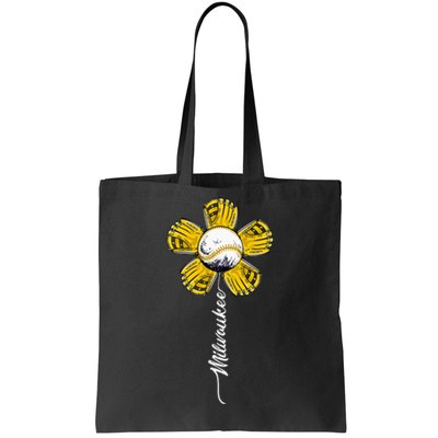 Milwaukee Baseball Flower Vintage Baseball Fans Tote Bag