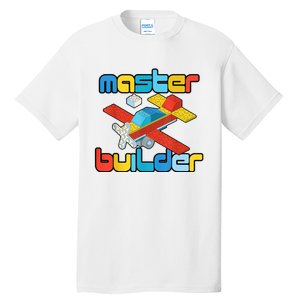 Master Builder Funny Building Blocks Brick Block Toy Tall T-Shirt