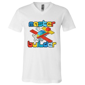 Master Builder Funny Building Blocks Brick Block Toy V-Neck T-Shirt