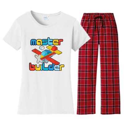 Master Builder Funny Building Blocks Brick Block Toy Women's Flannel Pajama Set