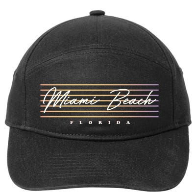 Miami Beach Florida Nostalgic Retro Style 7-Panel Snapback Hat