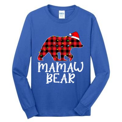 Mamaw Bear Family Group Matching Red Plaid Santa Hat Gift Tall Long Sleeve T-Shirt