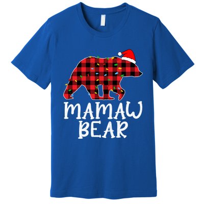 Mamaw Bear Family Group Matching Red Plaid Santa Hat Gift Premium T-Shirt