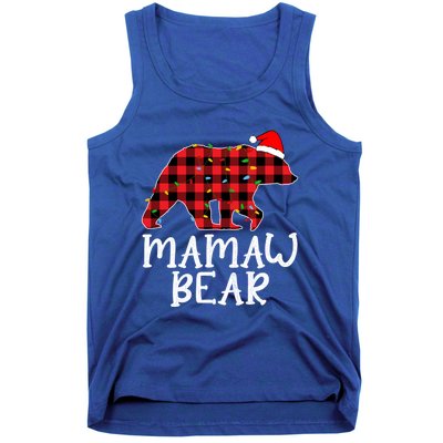 Mamaw Bear Family Group Matching Red Plaid Santa Hat Gift Tank Top