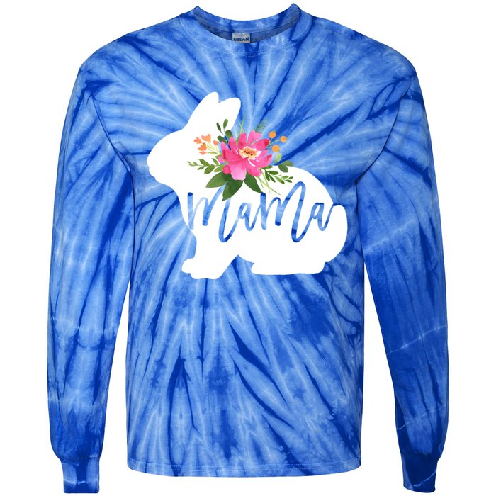 Mama Bunny Floral Mommy Bunny Easter Mom Gift Tie-Dye Long Sleeve Shirt