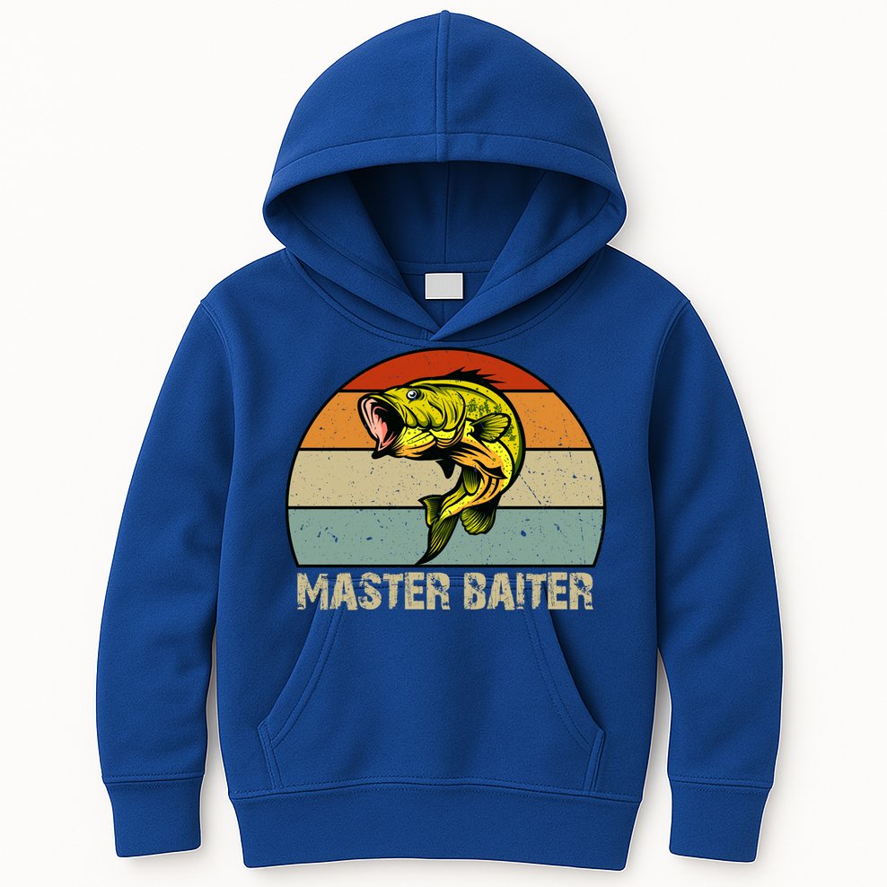 Master Baiter Funny Bass Fishing Funny Gift Dads Gift Kids Hoodie