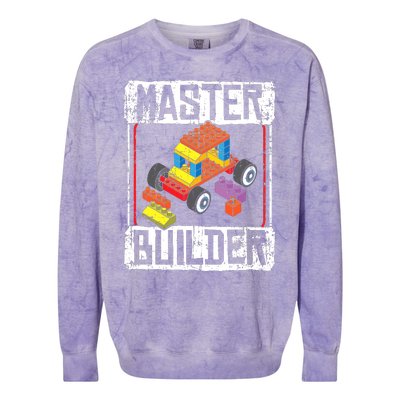 Master Builder For A Builder Block Building Blocks Bricks Colorblast Crewneck Sweatshirt