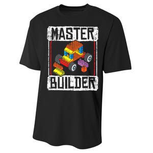 Master Builder For A Builder Block Building Blocks Bricks Performance Sprint T-Shirt