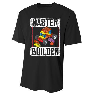 Master Builder For A Builder Block Building Blocks Bricks Performance Sprint T-Shirt