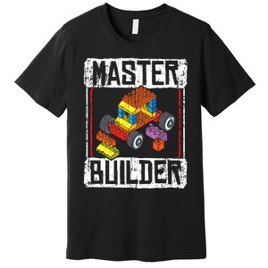 Master Builder For A Builder Block Building Blocks Bricks Premium T-Shirt