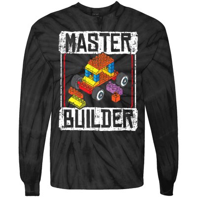 Master Builder For A Builder Block Building Blocks Bricks Tie-Dye Long Sleeve Shirt