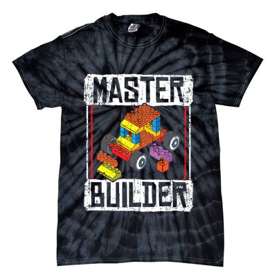 Master Builder For A Builder Block Building Blocks Bricks Tie-Dye T-Shirt