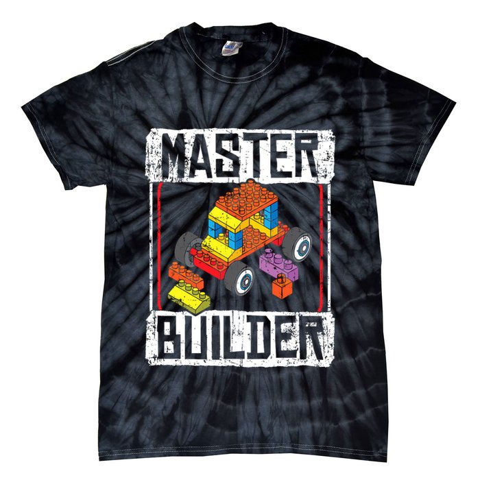 Master Builder For A Builder Block Building Blocks Bricks Tie-Dye T-Shirt