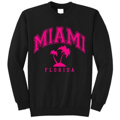 Miami Beach Florida Palms Palm Trees Preppy Varsity Pink Sweatshirt