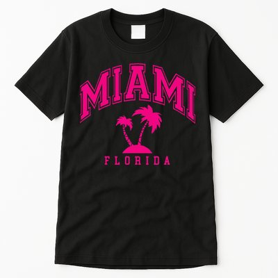 Miami Beach Florida Palms Palm Trees Preppy Varsity Pink Tall T-Shirt