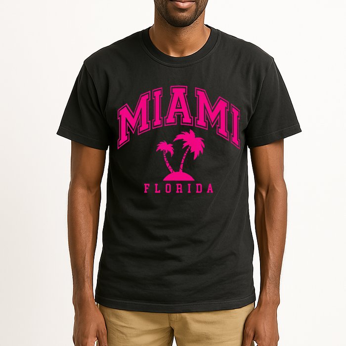 Miami Beach Florida Palms Palm Trees Preppy Varsity Pink Tall T-Shirt