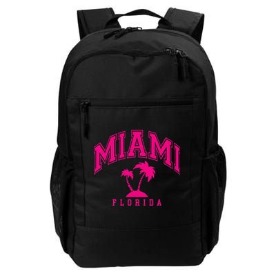 Miami Beach Florida Palms Palm Trees Preppy Varsity Pink Backpack